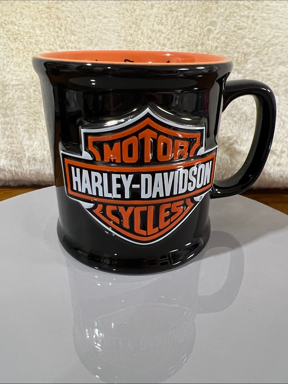 Harley-Davidson Black and Orange Shield Logo Ceramic Mug 3D